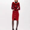 DIAMOND PATTERN SWEATER WITH FAUX FUR COLLAR