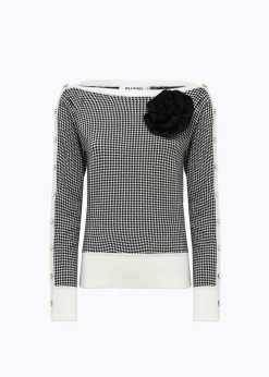 DOUBLE-FACE SWEATER WITH BROOCH