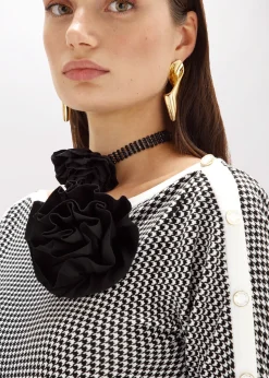 DOUBLE-FACE SWEATER WITH BROOCH