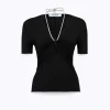 DRAPED SWEATER WITH ATTACHED NECKLACE