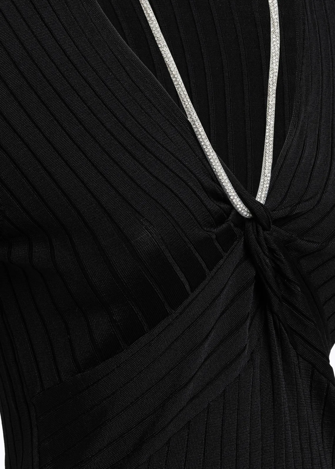 DRAPED SWEATER WITH ATTACHED NECKLACE