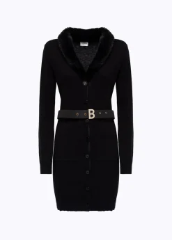 DRESS IN VISCOSE WITH FAUX FUR