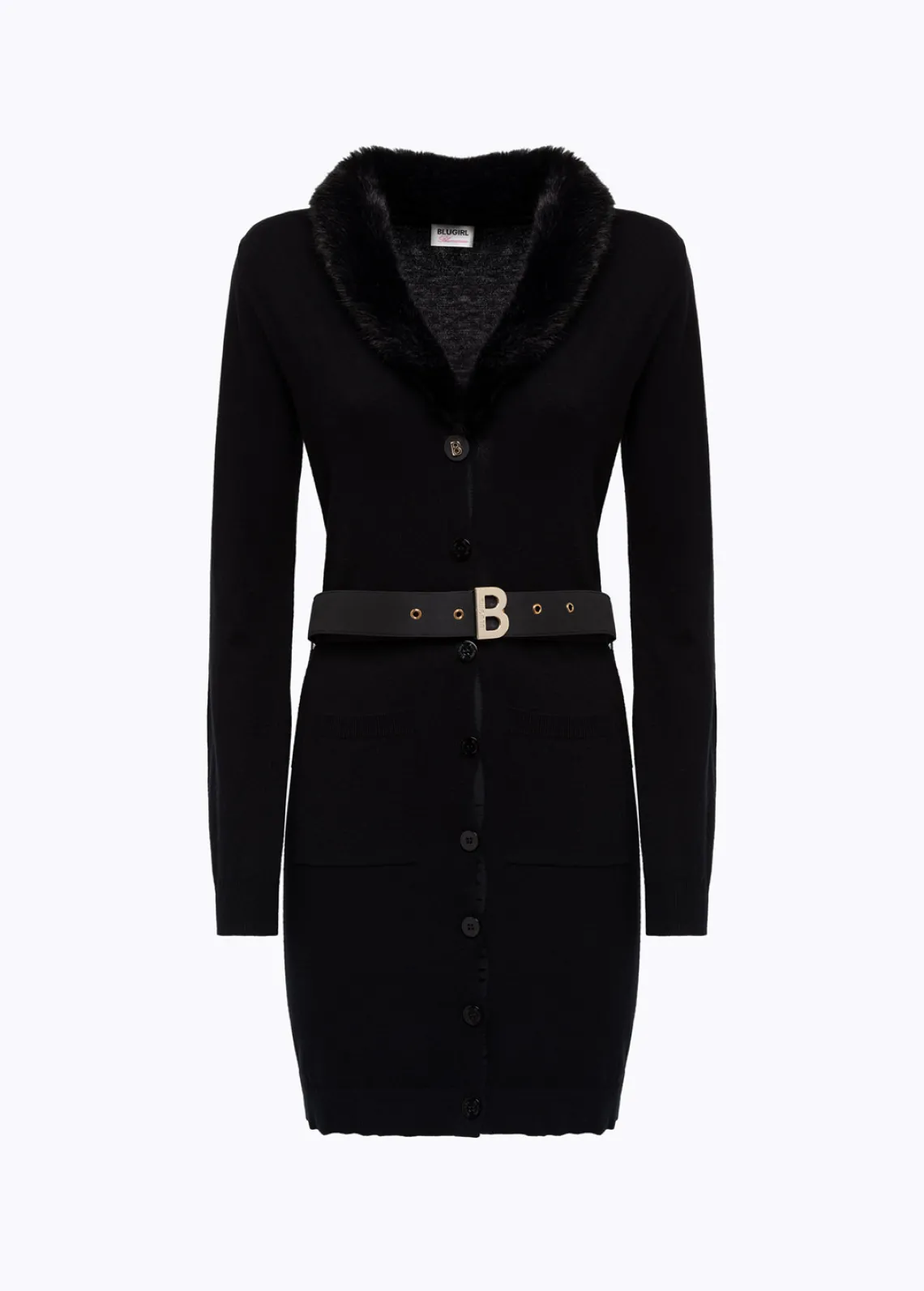 DRESS IN VISCOSE WITH FAUX FUR