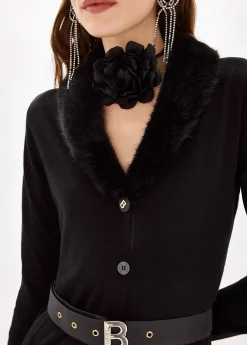 DRESS IN VISCOSE WITH FAUX FUR