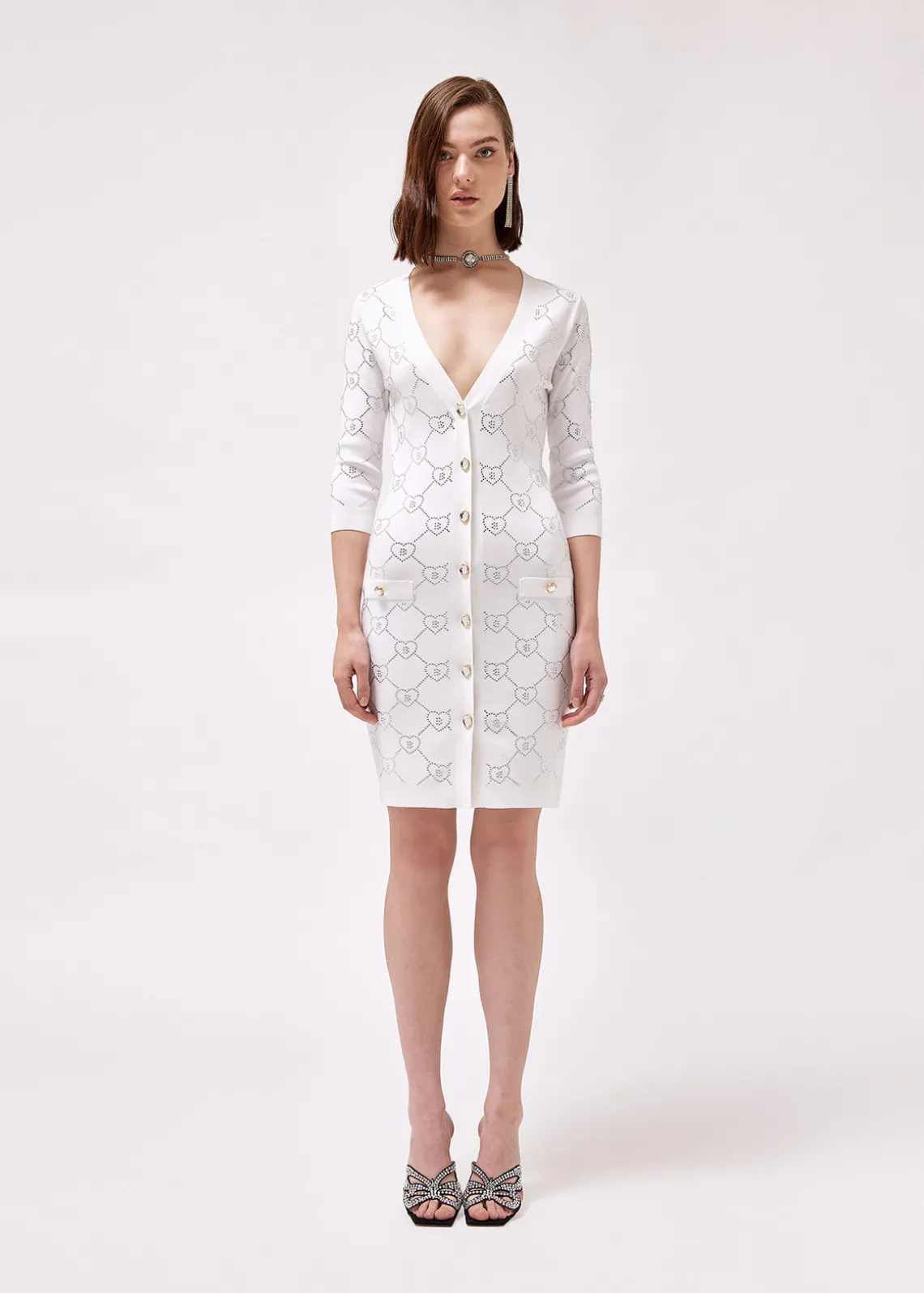 DRESS WITH RHINESTONE MONOGRAM LOGO