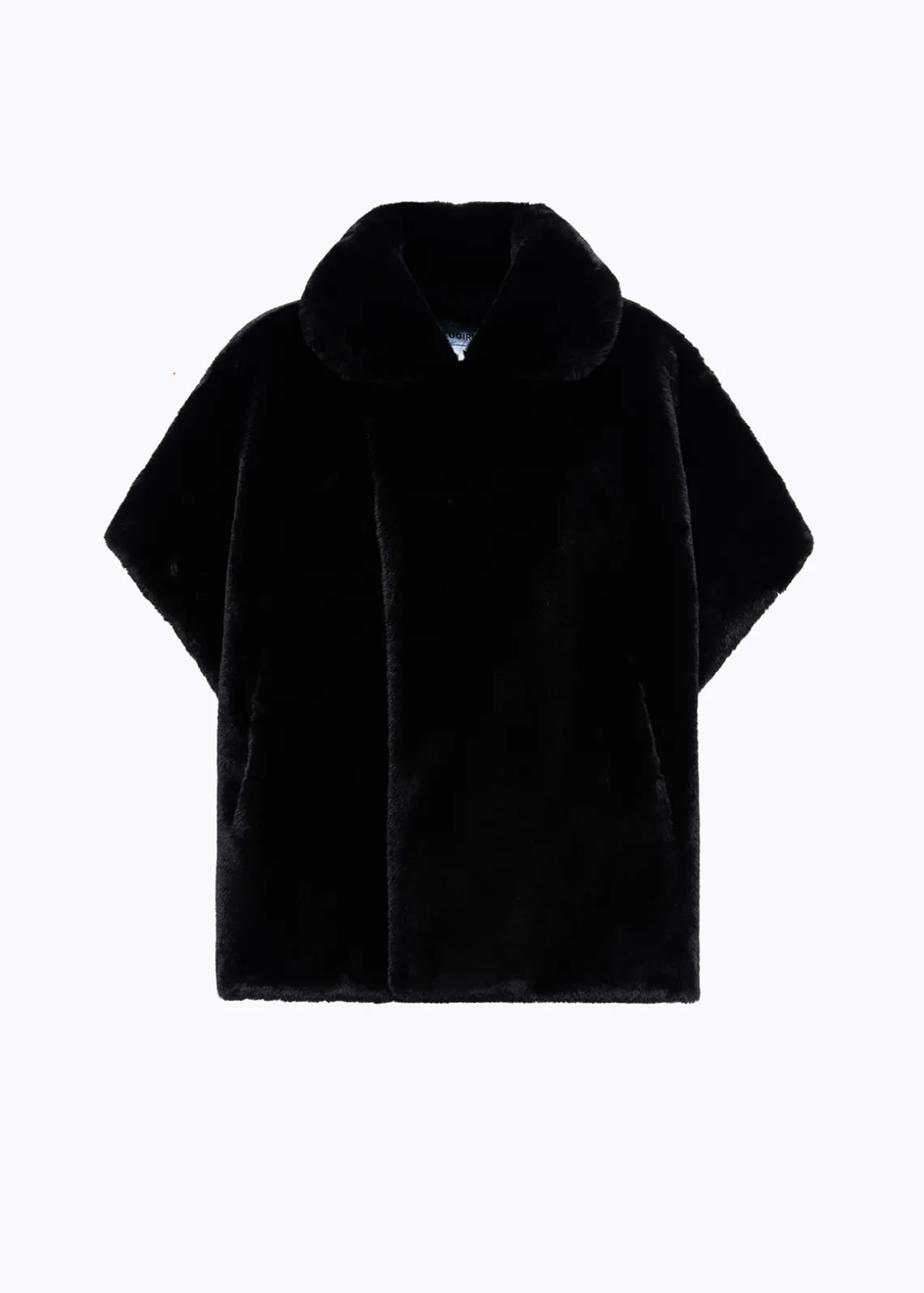 FAUX FUR CAPE WITH BROOCH