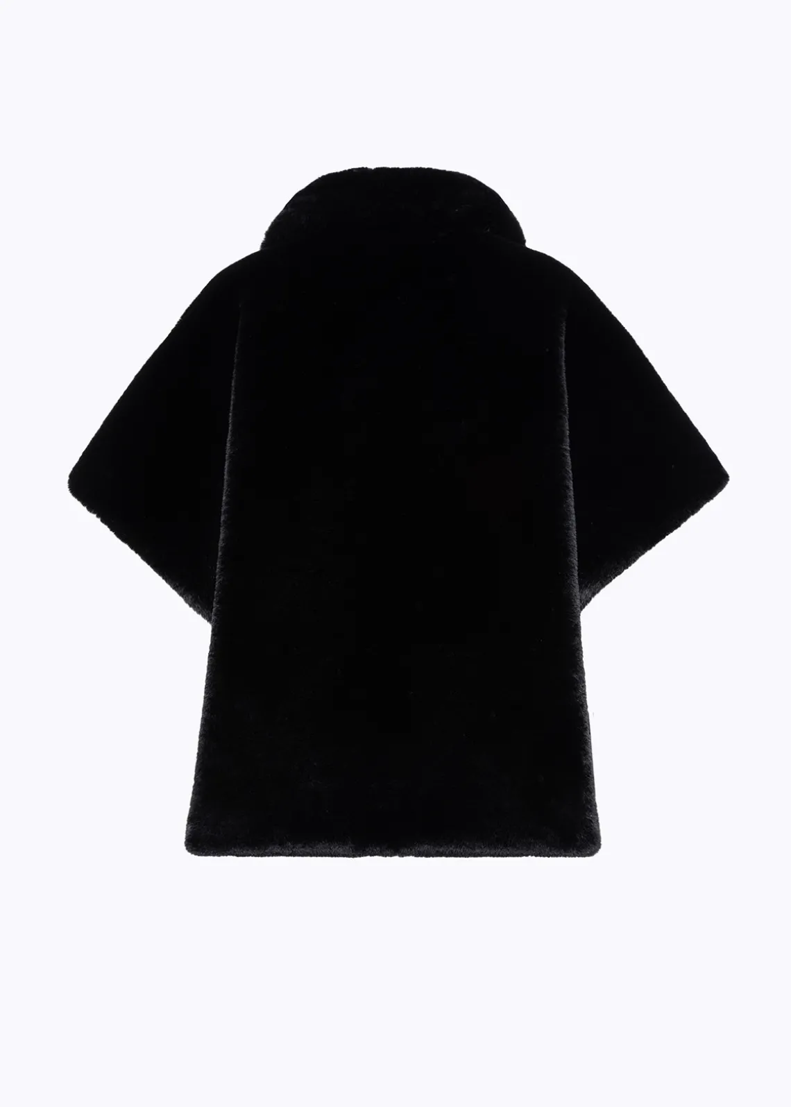 FAUX FUR CAPE WITH BROOCH