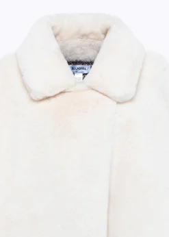 FAUX FUR CAPE WITH BROOCH