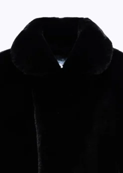 FAUX FUR CAPE WITH BROOCH