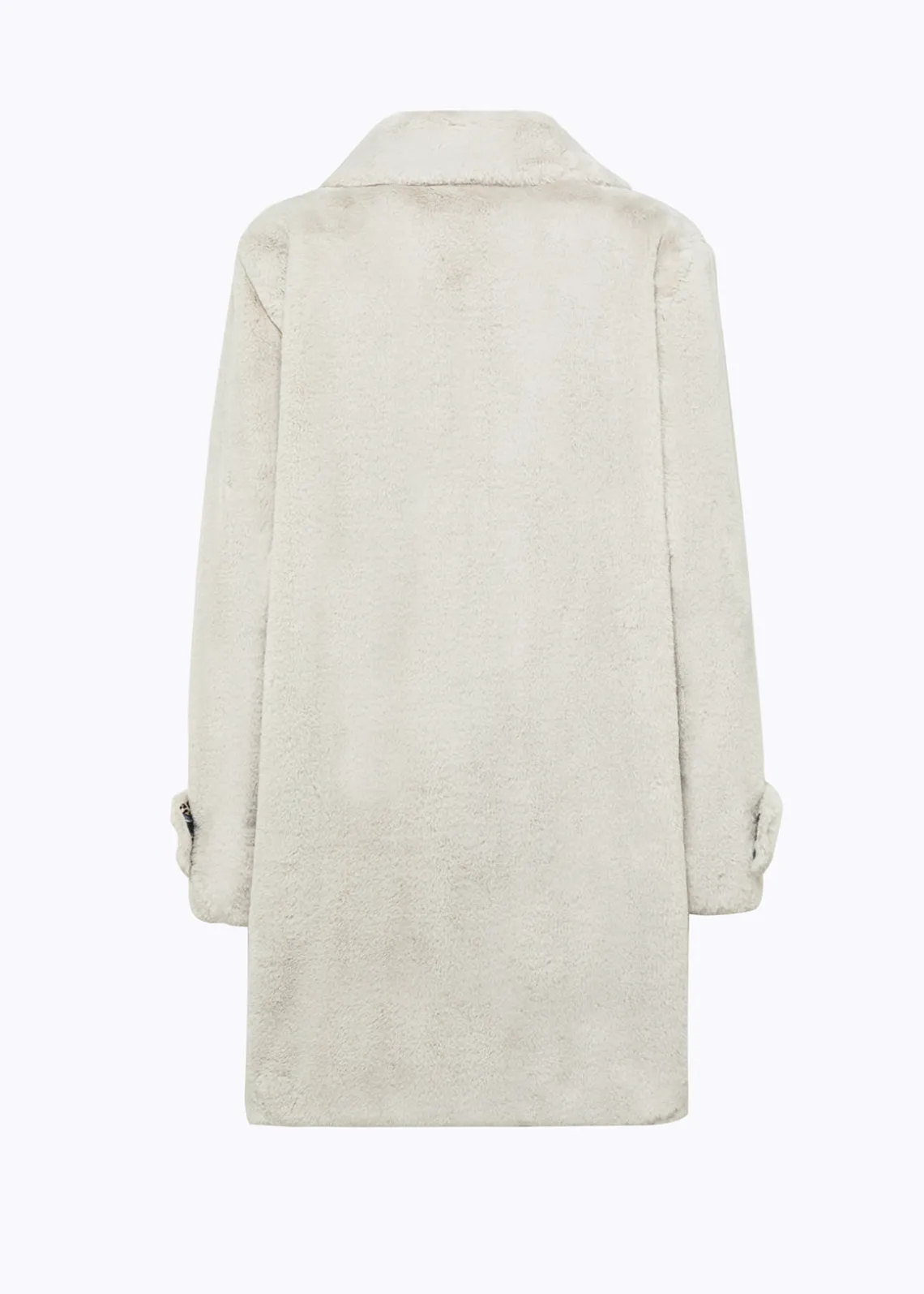 FAUX FUR COAT WITH BROOCH