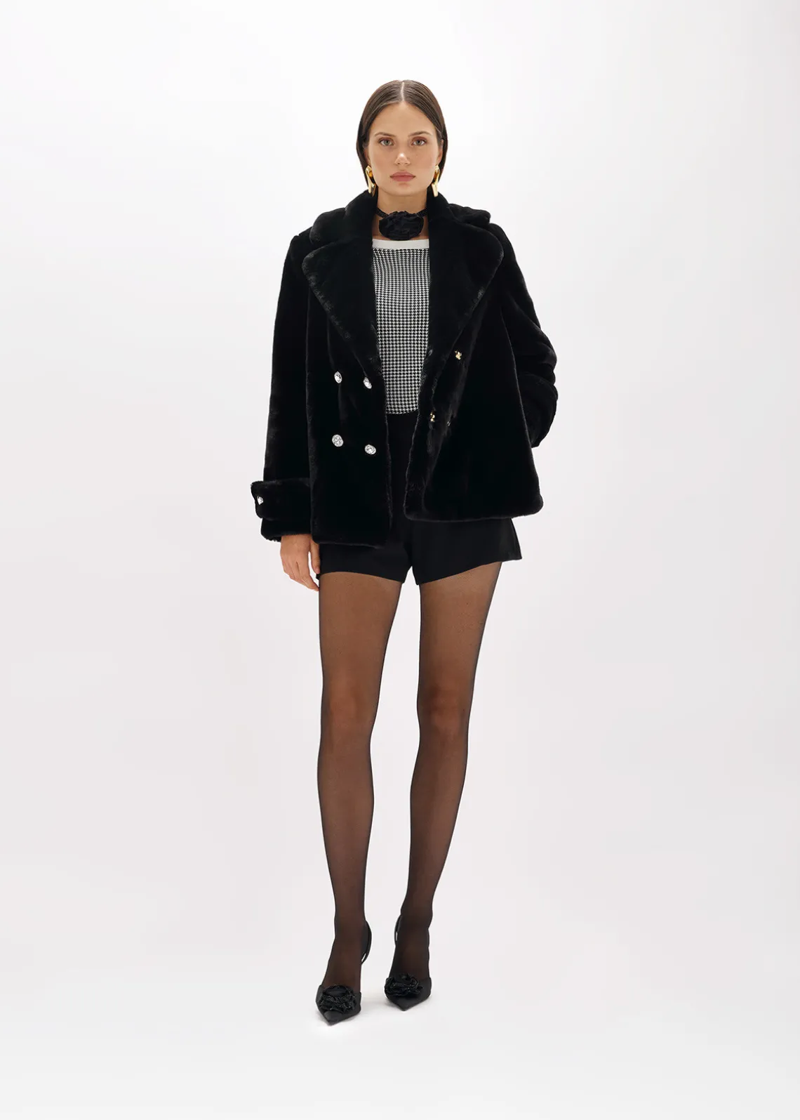 FAUX FUR CROPPED COAT