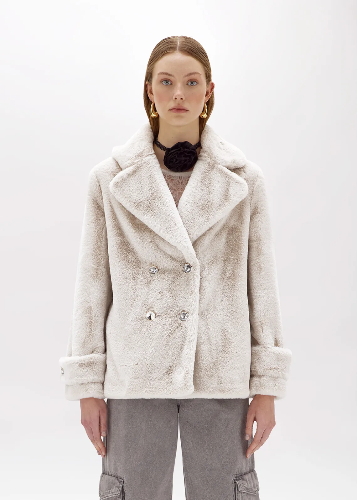 FAUX FUR CROPPED COAT