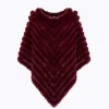 FAUX FUR PONCHO WITH BROOCH