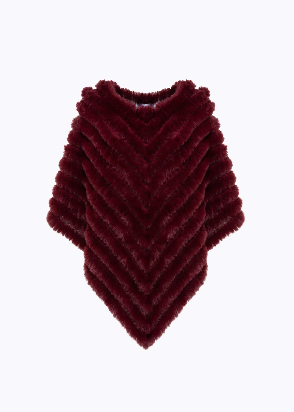 FAUX FUR PONCHO WITH BROOCH