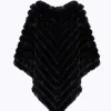 FAUX FUR PONCHO WITH BROOCH