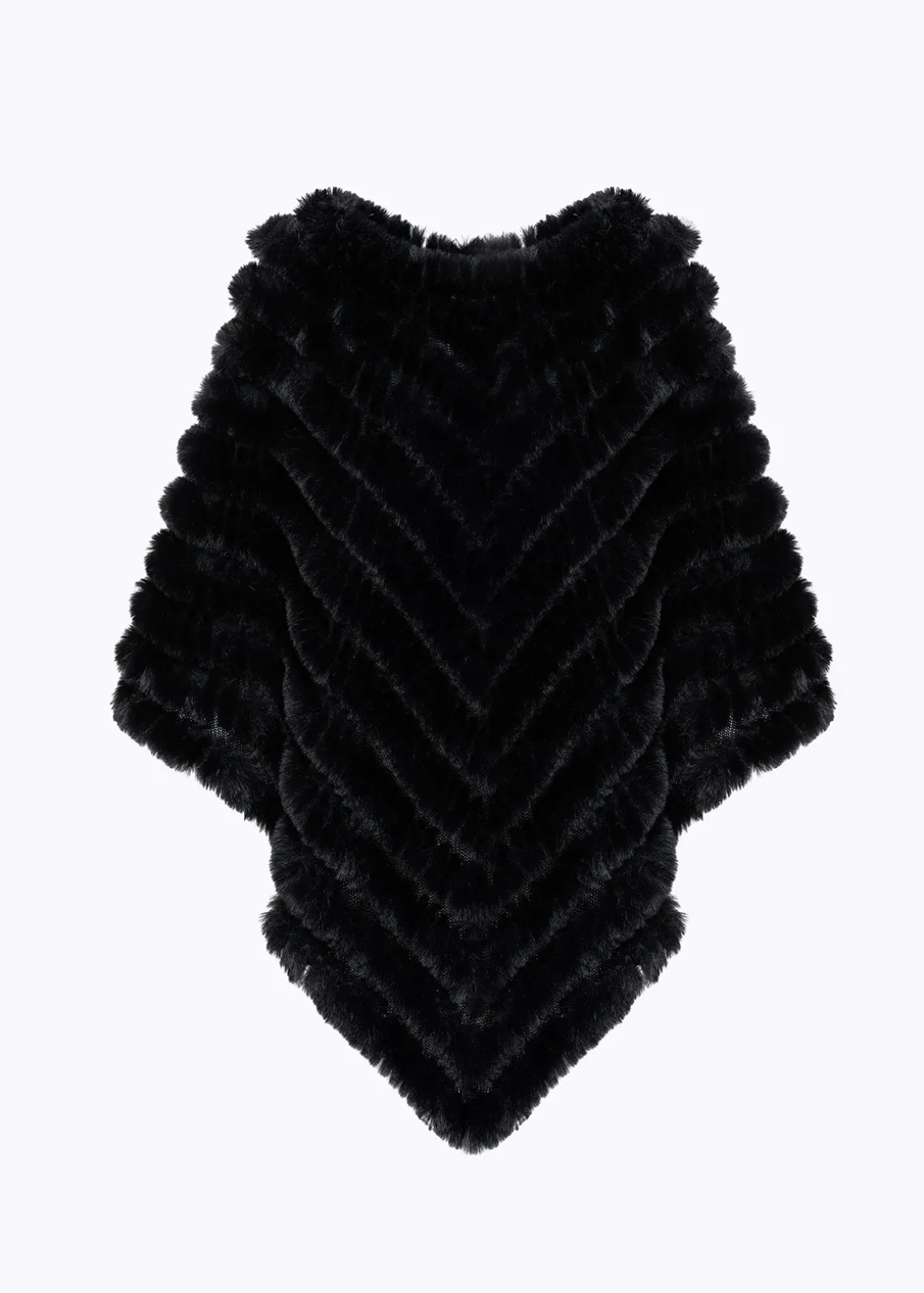 FAUX FUR PONCHO WITH BROOCH
