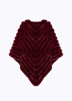 FAUX FUR PONCHO WITH BROOCH