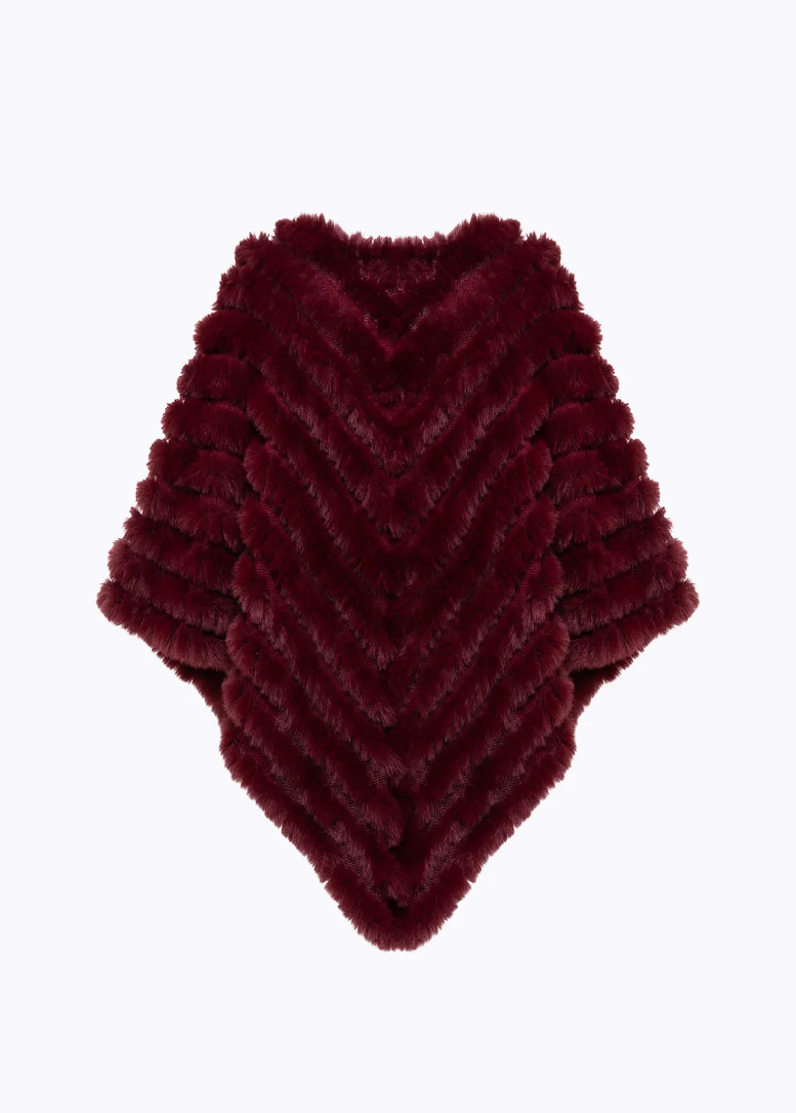 FAUX FUR PONCHO WITH BROOCH