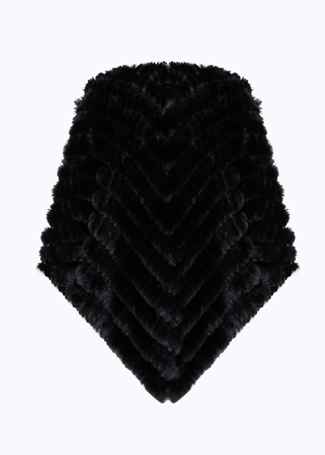 FAUX FUR PONCHO WITH BROOCH