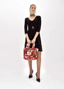 FITTED DRESS WITH BRANDED BELT