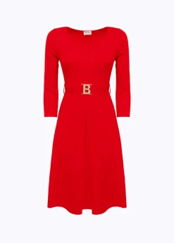 FITTED DRESS WITH BRANDED BELT