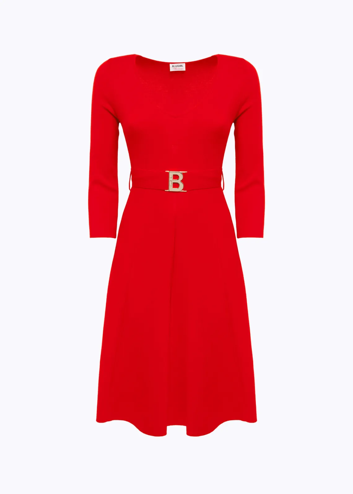 FITTED DRESS WITH BRANDED BELT