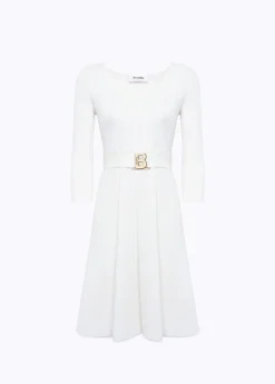 FITTED DRESS WITH BRANDED BELT