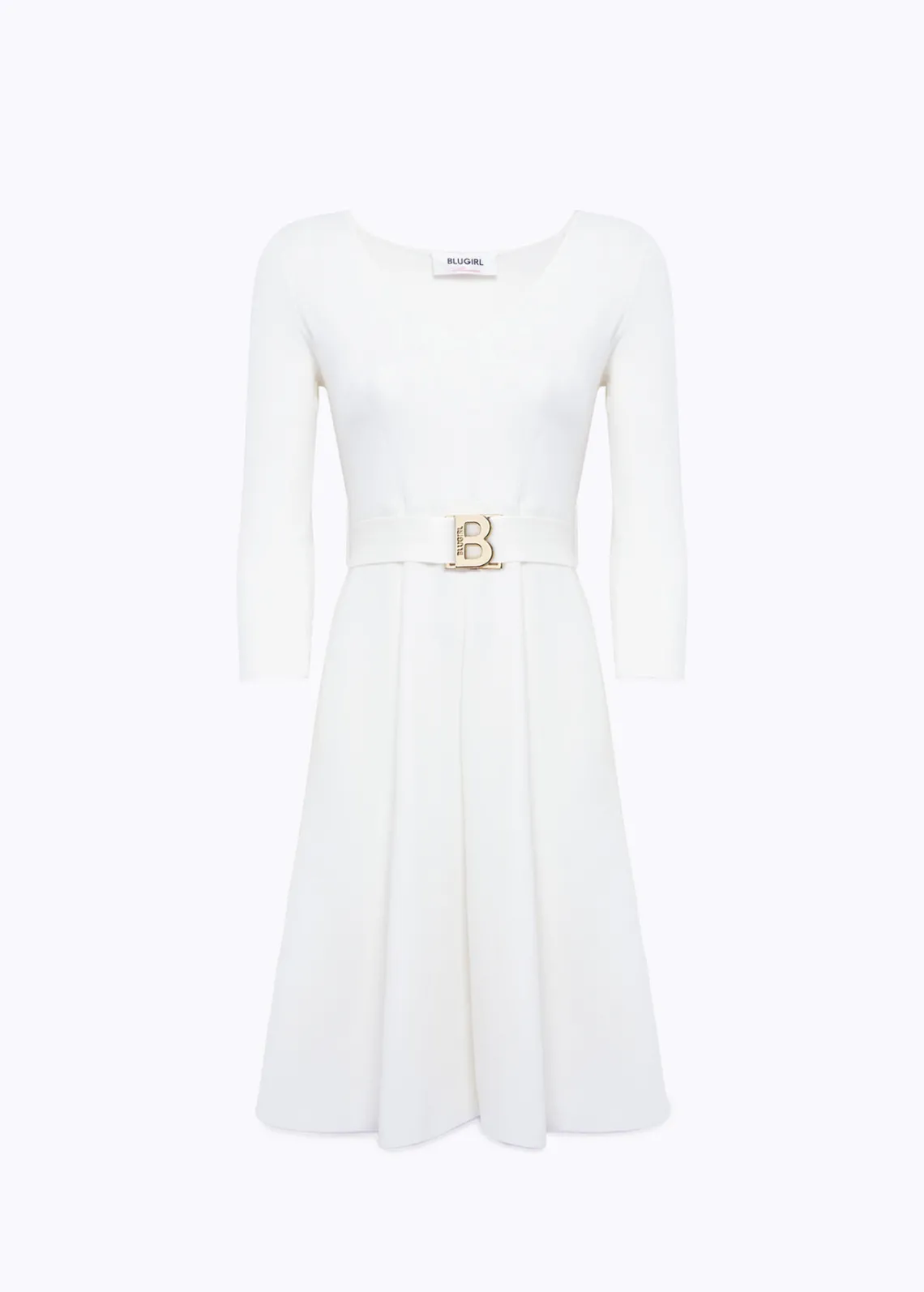 FITTED DRESS WITH BRANDED BELT
