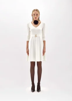 FITTED DRESS WITH BRANDED BELT