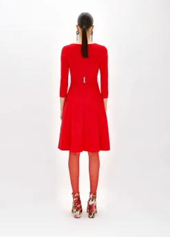 FITTED DRESS WITH BRANDED BELT
