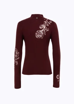 FITTED KNIT TOP WITH TULLE ROSES