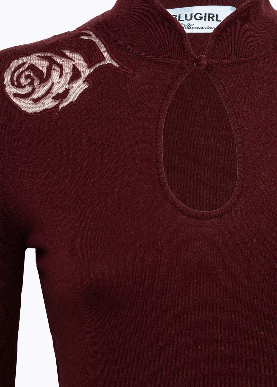 FITTED KNIT TOP WITH TULLE ROSES