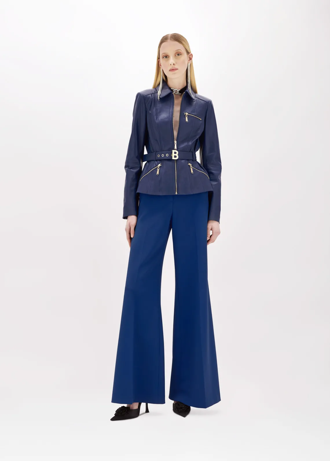 Fitted leather Jacket with belt