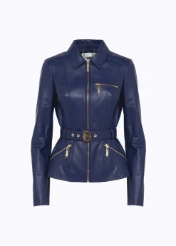 Fitted leather Jacket with belt