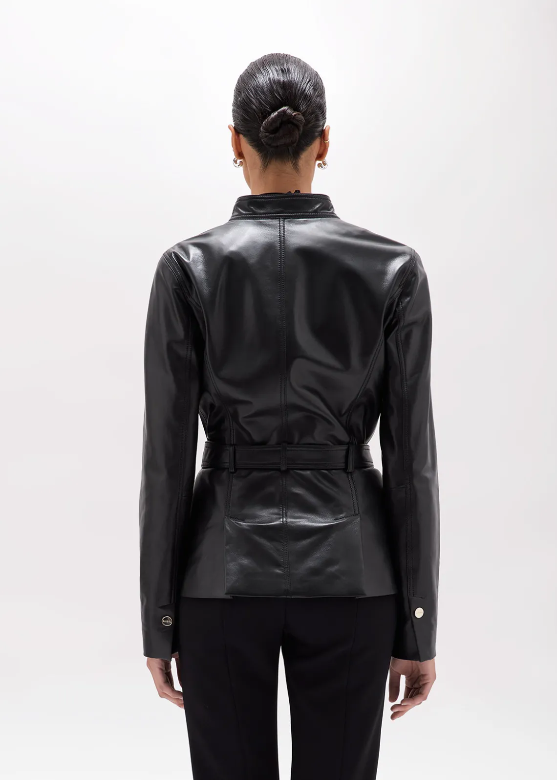 FITTED LEATHER JACKET WITH BELT