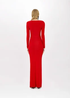 FITTED LONG DRESS WITH BRANDED BELT