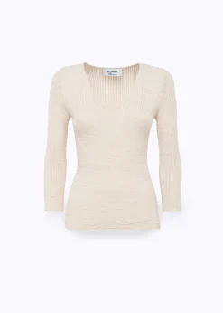 FITTED SWEATER WITH FLORAL PATTERN