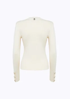 FITTED SWEATER WITH JEWEL BUTTONS