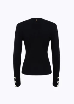 FITTED SWEATER WITH JEWEL BUTTONS