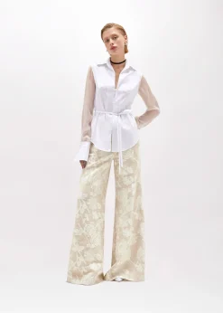 FLARED PANTS IN FLORAL JACQUARD