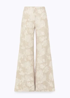 FLARED PANTS IN FLORAL JACQUARD
