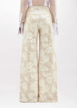 FLARED PANTS IN FLORAL JACQUARD