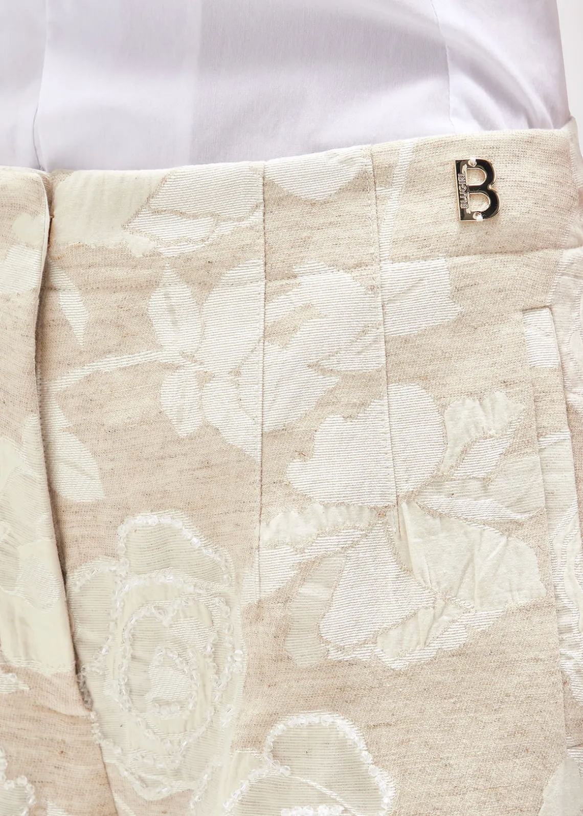 FLARED PANTS IN FLORAL JACQUARD