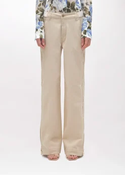 FLARED PANTS IN GABARDINE AND SATIN