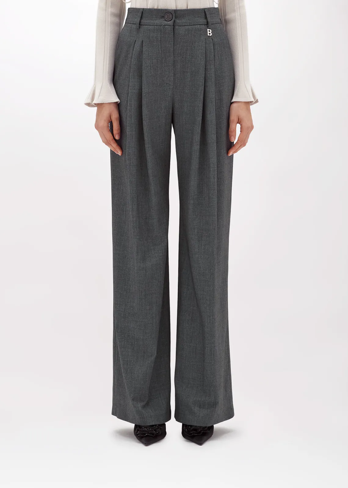 FLARED PANTS IN MÉLANGE FLANNEL