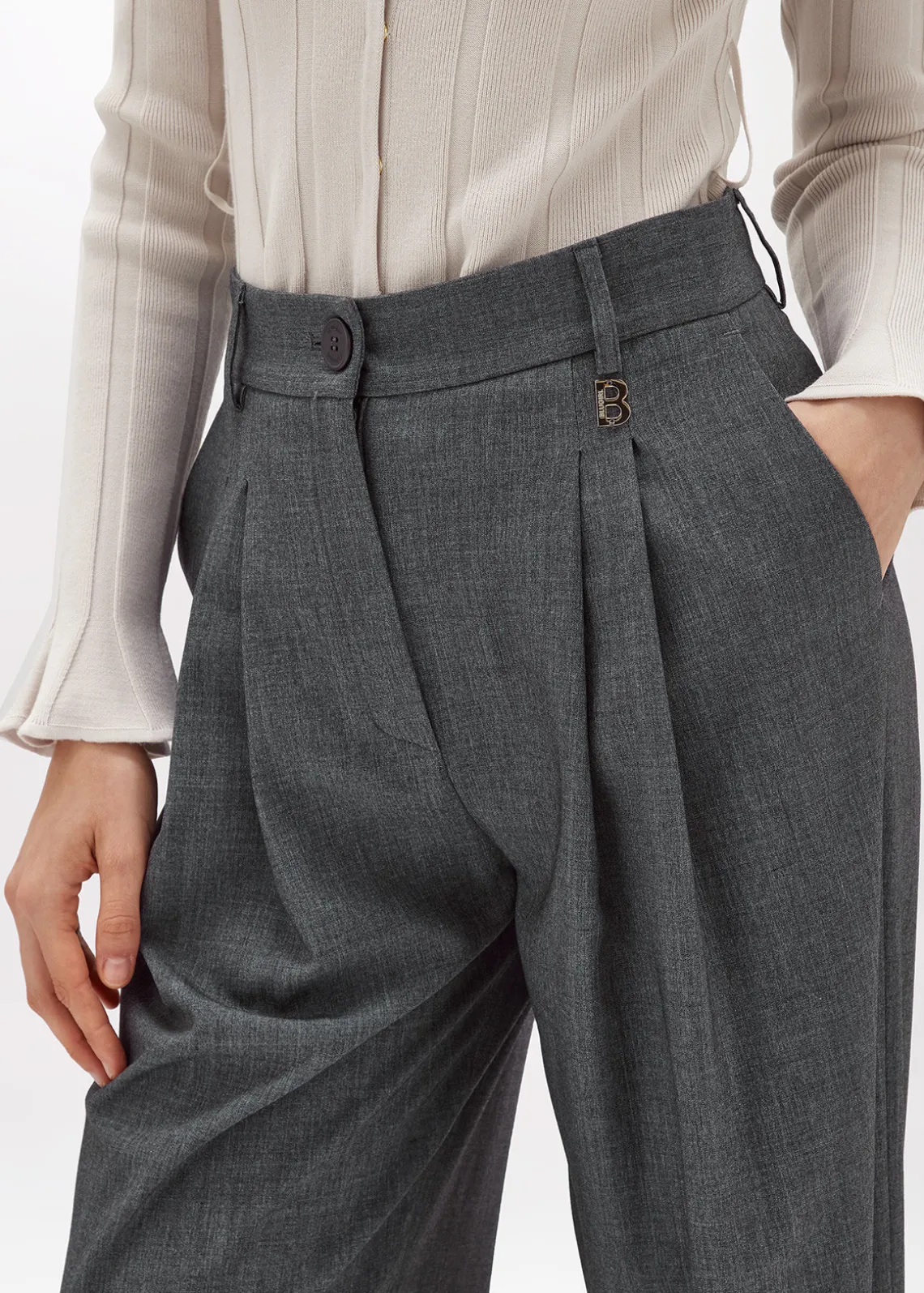 FLARED PANTS IN MÉLANGE FLANNEL