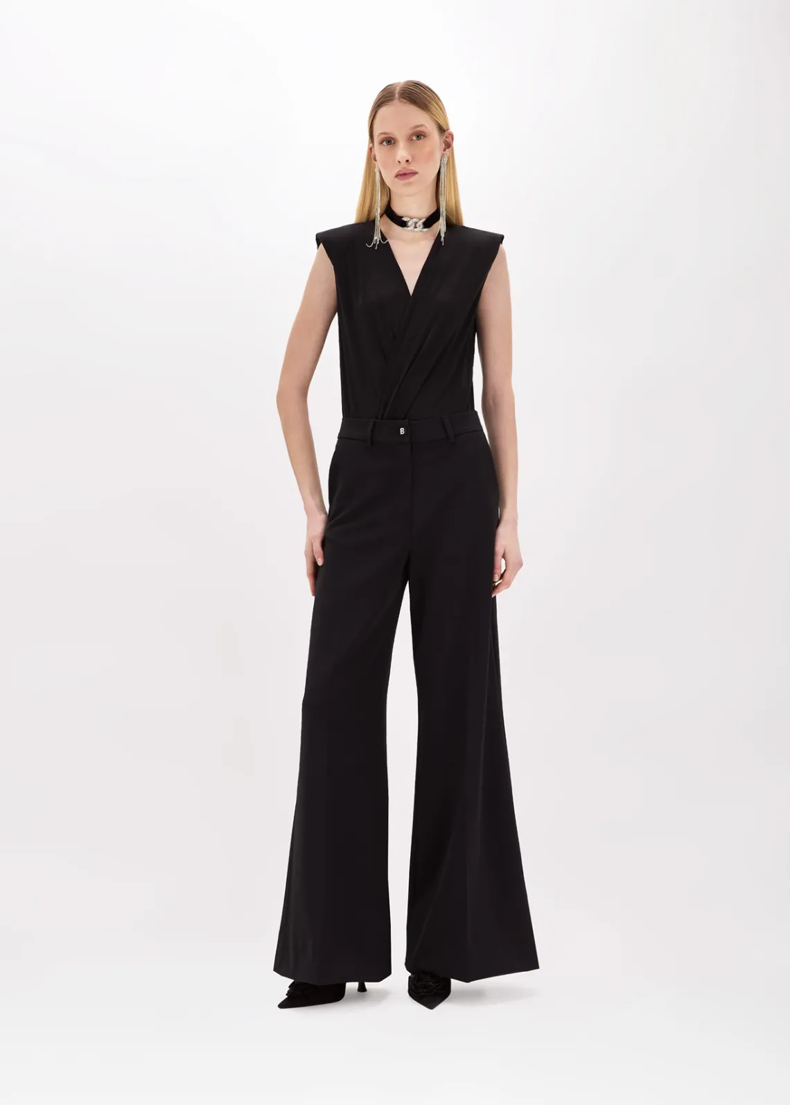 Flared pants in stretch crêpe