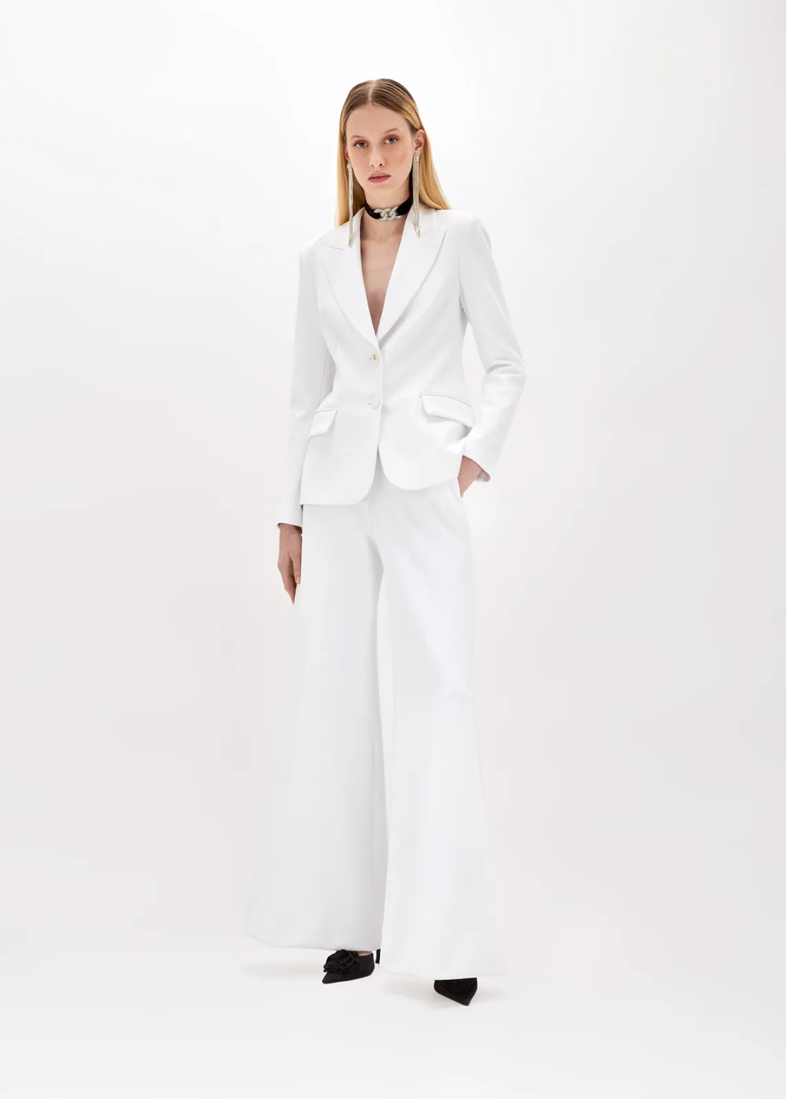Flared pants in stretch crêpe