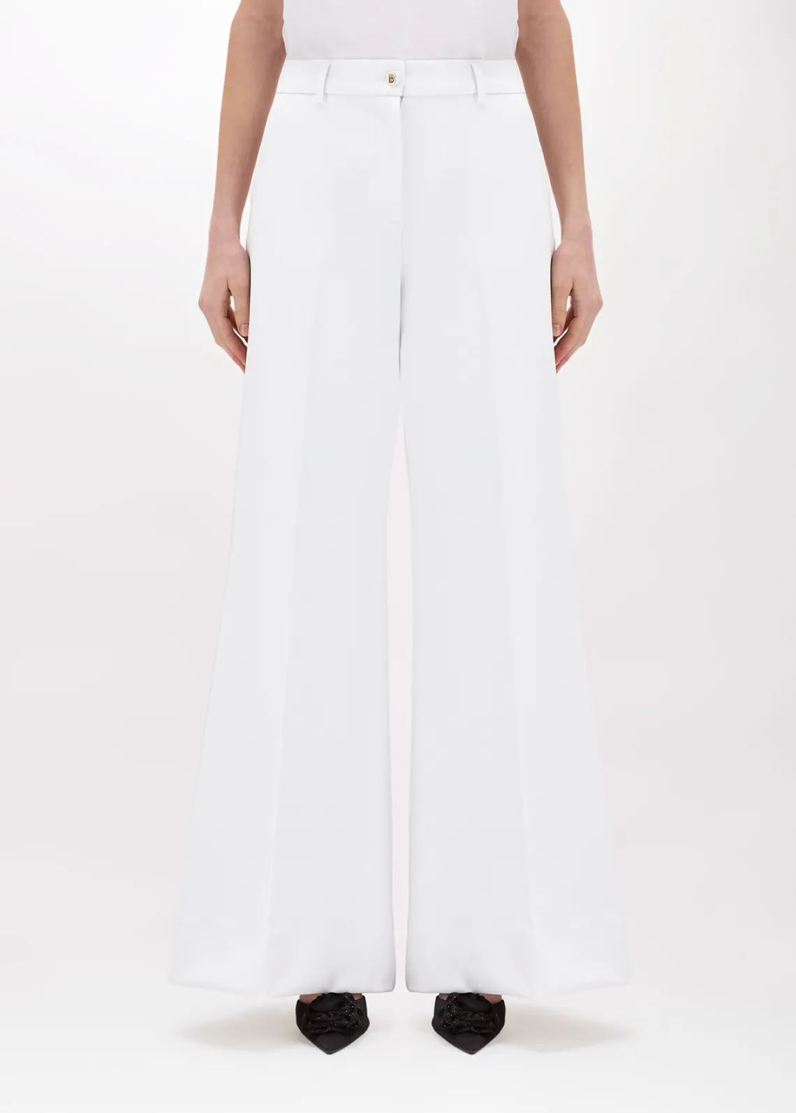 Flared pants in stretch crêpe