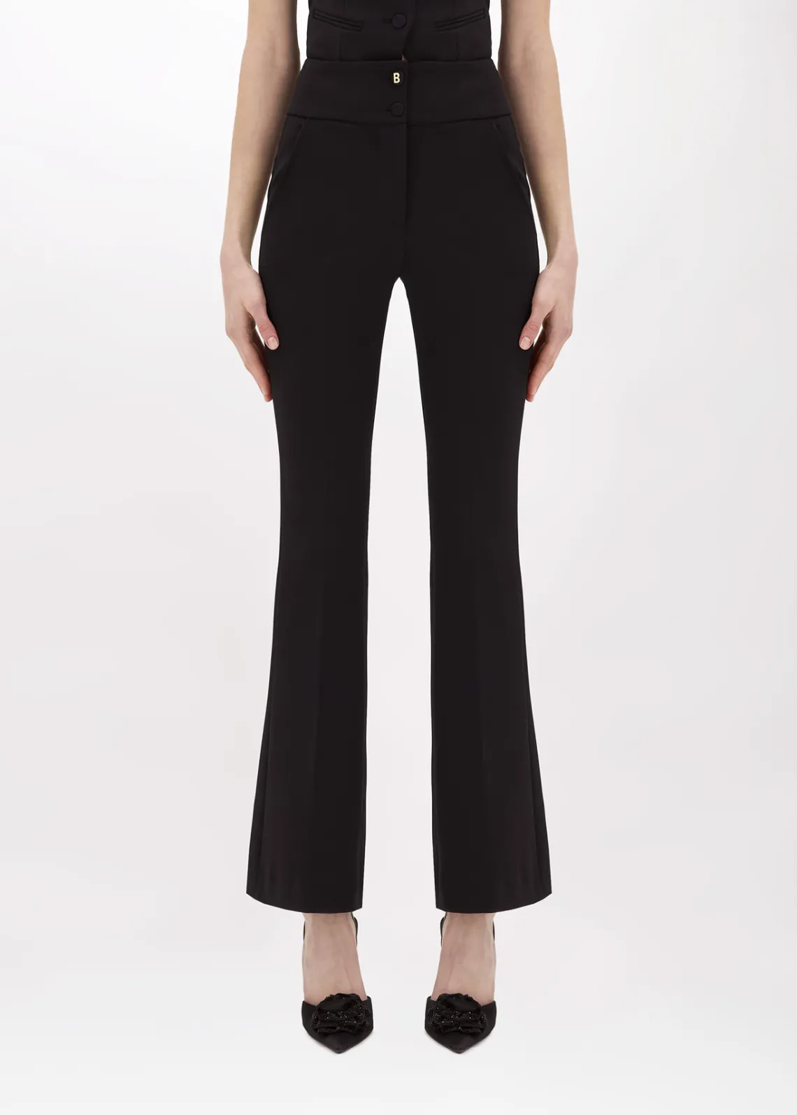 Flared pants in stretch crêpe